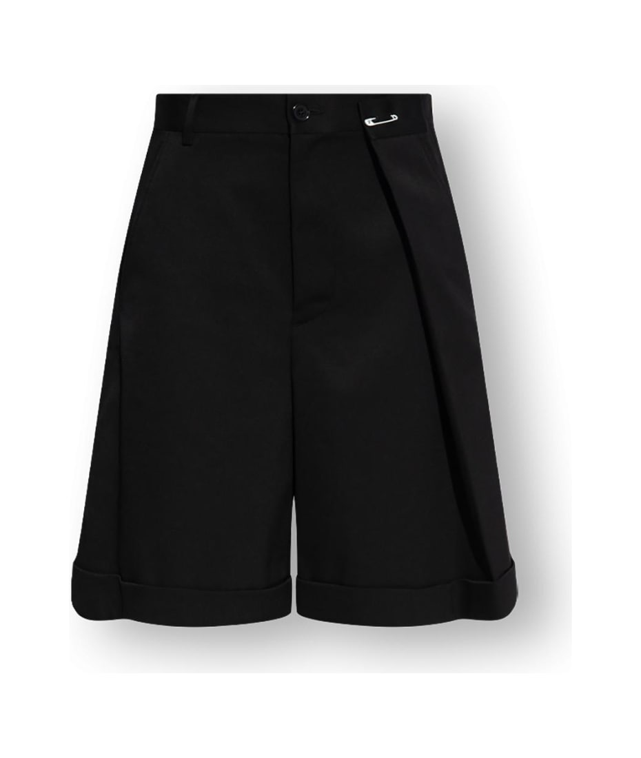 MM6 Maison Margiela Black Paneled Faux-Leather Shorts for Women