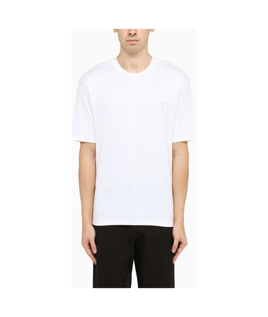 トップス PRADA Triangle Logo Long Sleeve Tee Prada Long-Sleeved Cotton T-Shirt | Saks Fifth Avenue