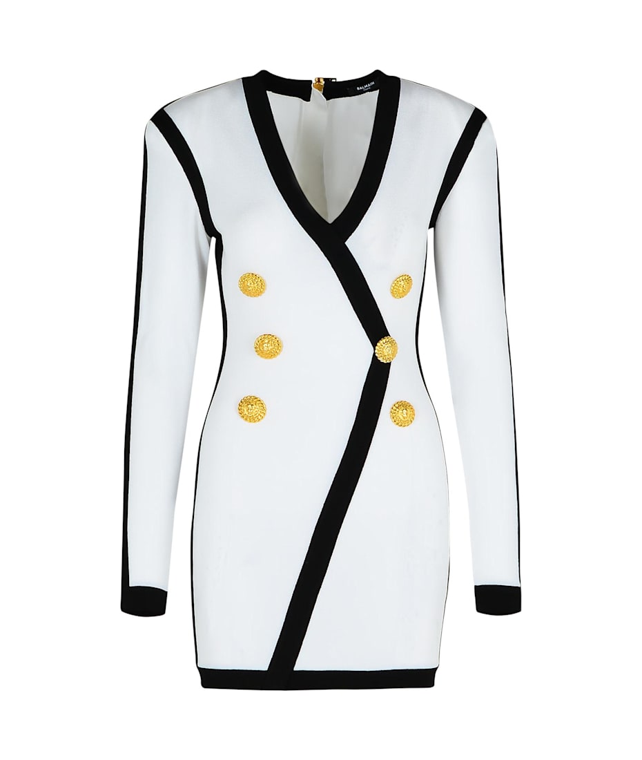 【送料&関税込】Balmain White Viscose Blend Dress Balmain White Viscose Blendドレス | Balardi