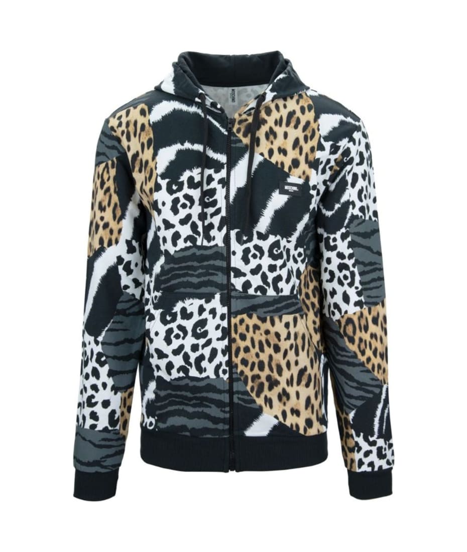 Love Moschino Leopard Heart Sweatshirt In Black