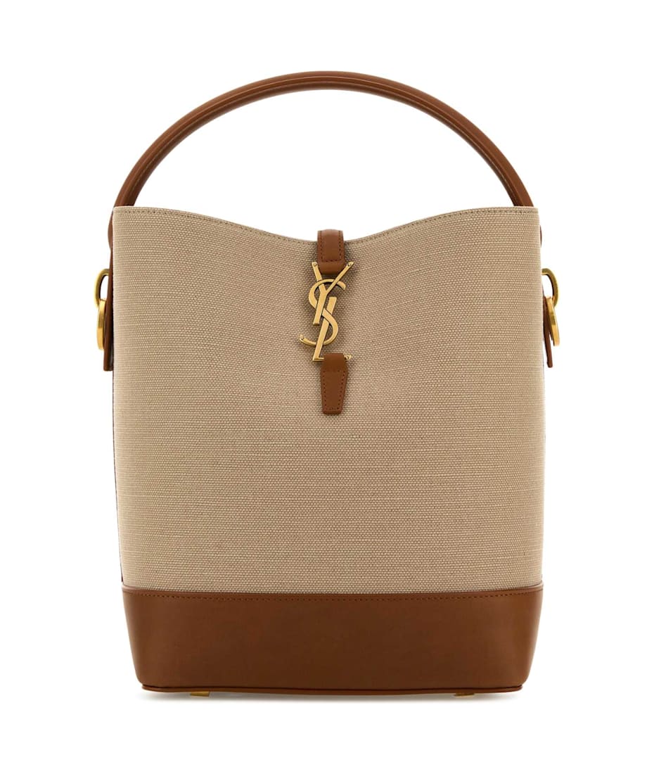 24AW new/Saint Laurent Le 37スモールバケットバッグ Bag Camel Saint Laurent Two-tone Canvas And Leather Le 37 Bucket Bag
