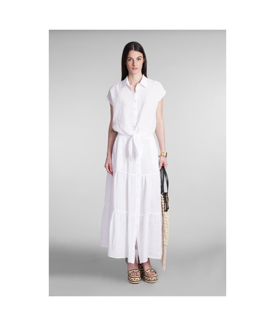 120% Lino Skirt In White Linen | italist
