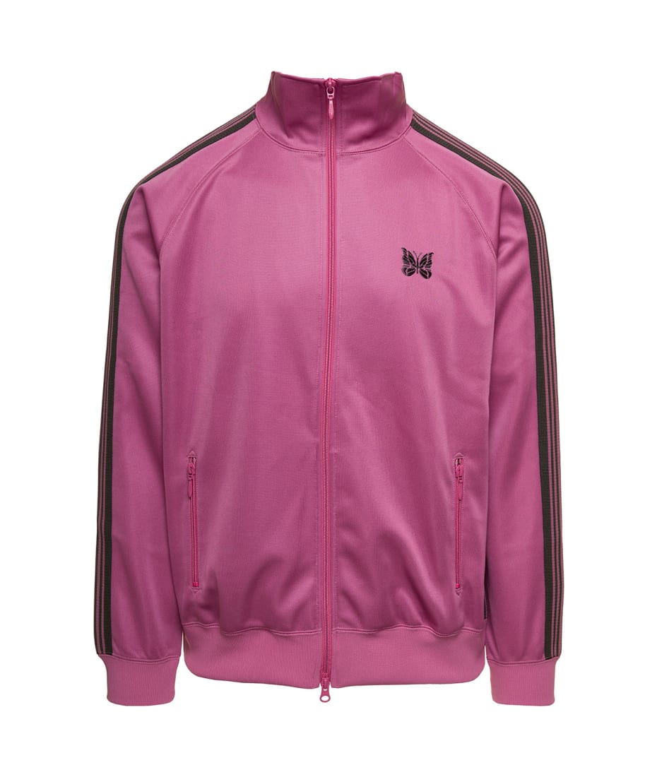 Needles Fuchsia High-neck Sweatshirt With Logo Embroidery In Tech