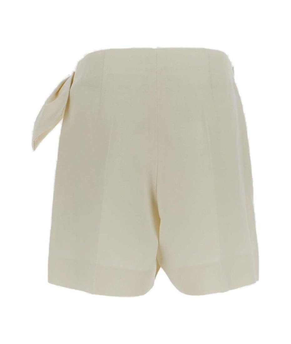 Chloé Linen Short Pants With Bow - Ivory