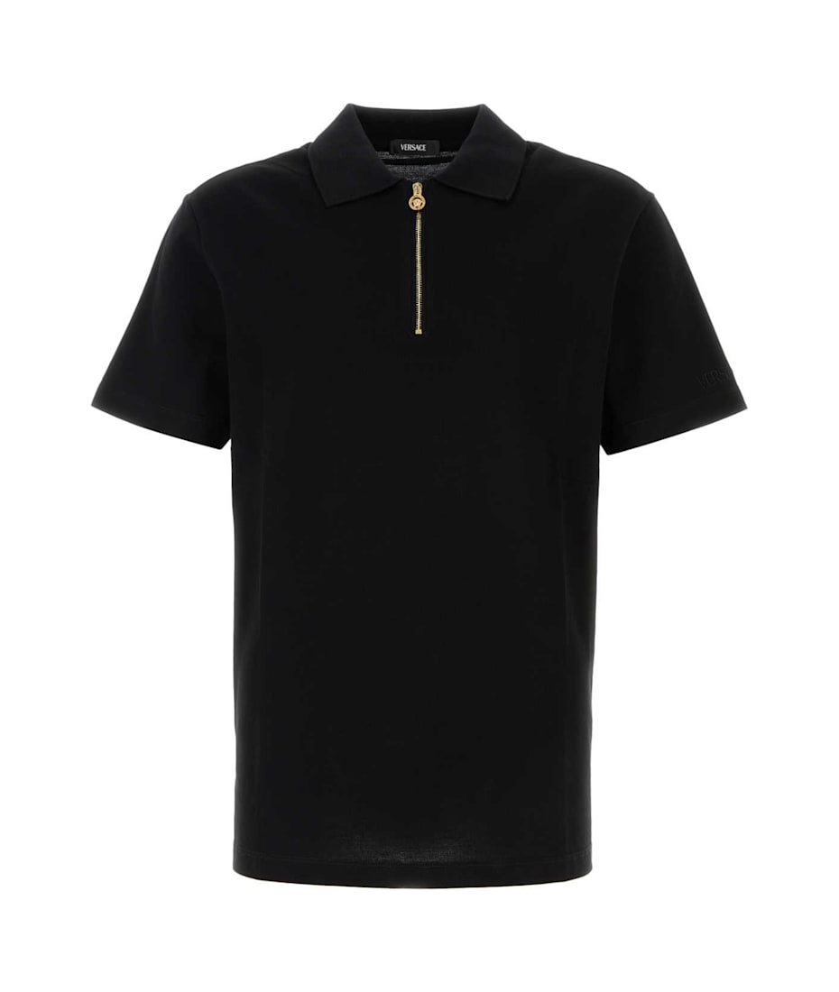 Tシャツ・カットソー VERSACE SS25 PIQUET POLO (1018857 1A135251B000) Versace Black Piquet Polo Shirt | italist