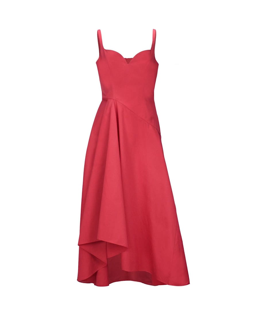 Alexander McQueen Midi Dress With Heart Neckline In Lust Red