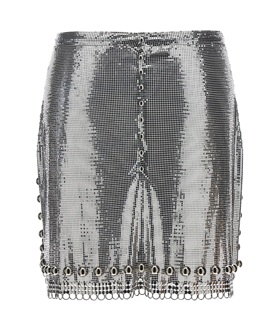スカート PACO RABANNE llic mesh skirt Silver 24AIJU594MH0004 Paco Rabanne Metallic Mesh Skirt | italist