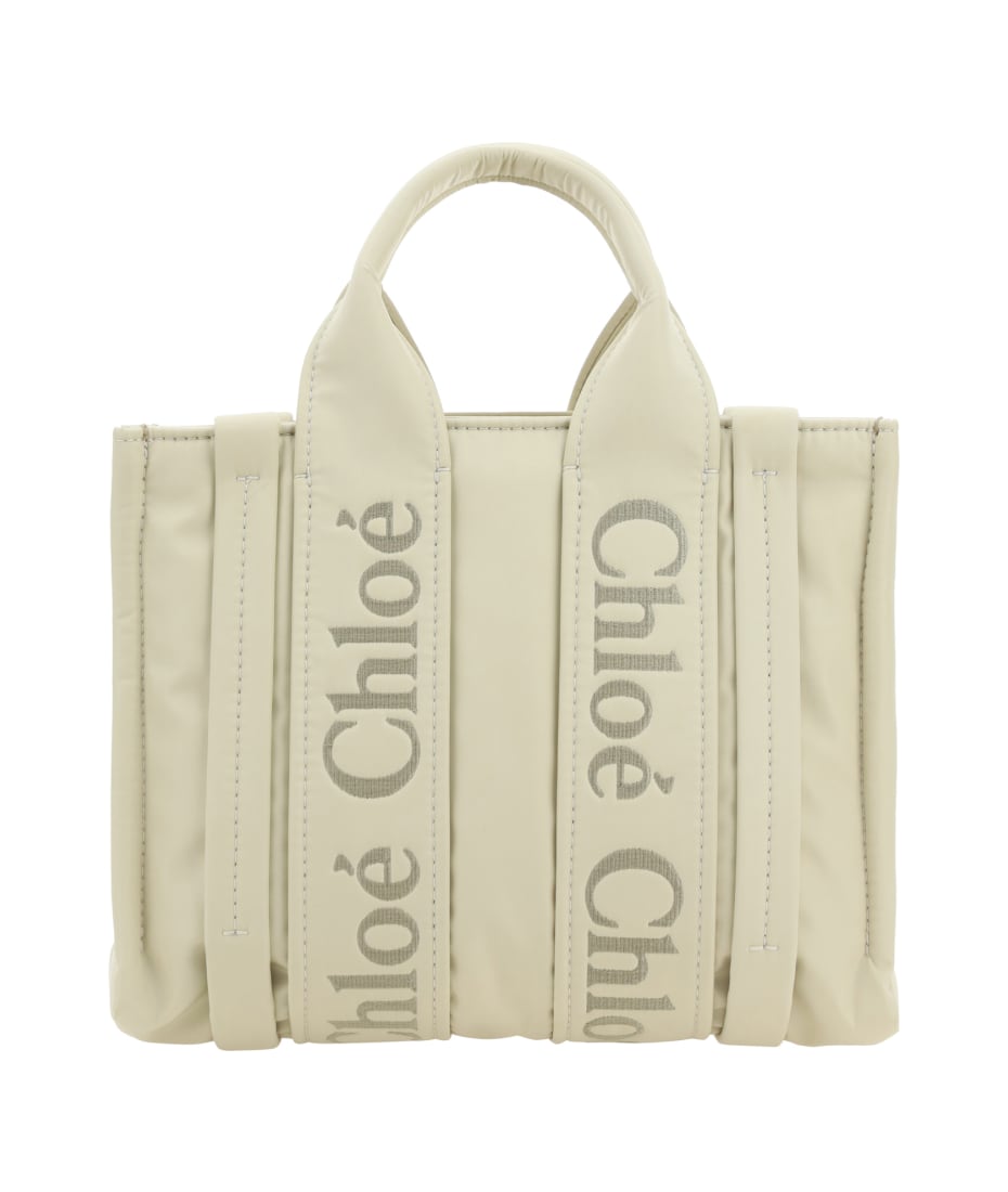 Woody medium ivory nylon tote bag