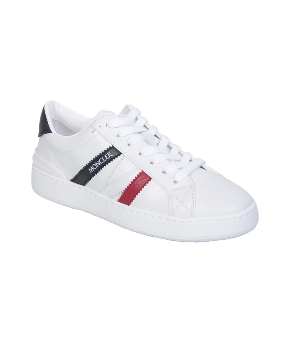 Moncler Monaco M Sneakers In White, Blue And Red | italist