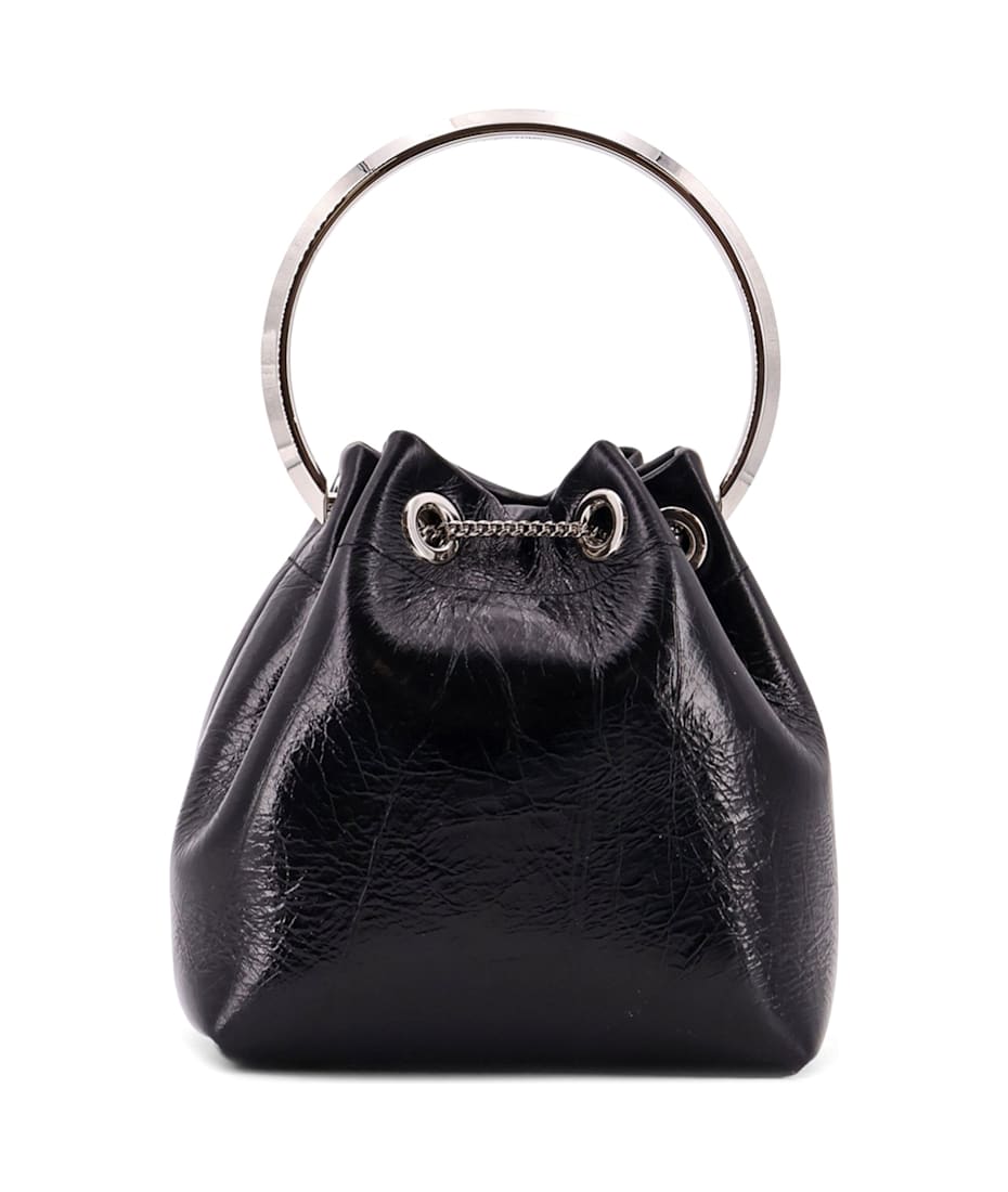 【関税&送料込】Jimmy Choo Bon Bon Leather Handbag Bon Bon | Deep Merlot Biker Leather Bag With Pearl Closure
