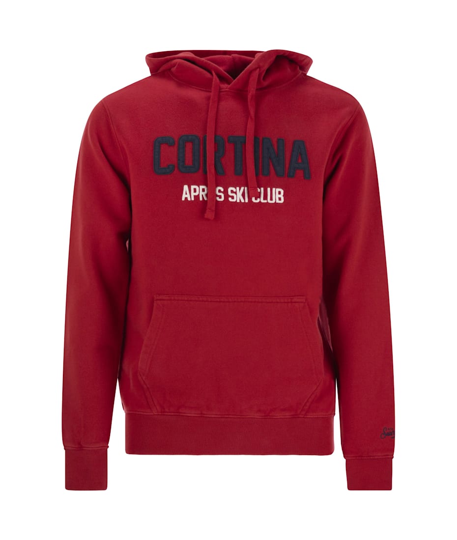 Men's Red Tribeca Sweatshirt With Cortina Apres Ski Club Logo Embroidery