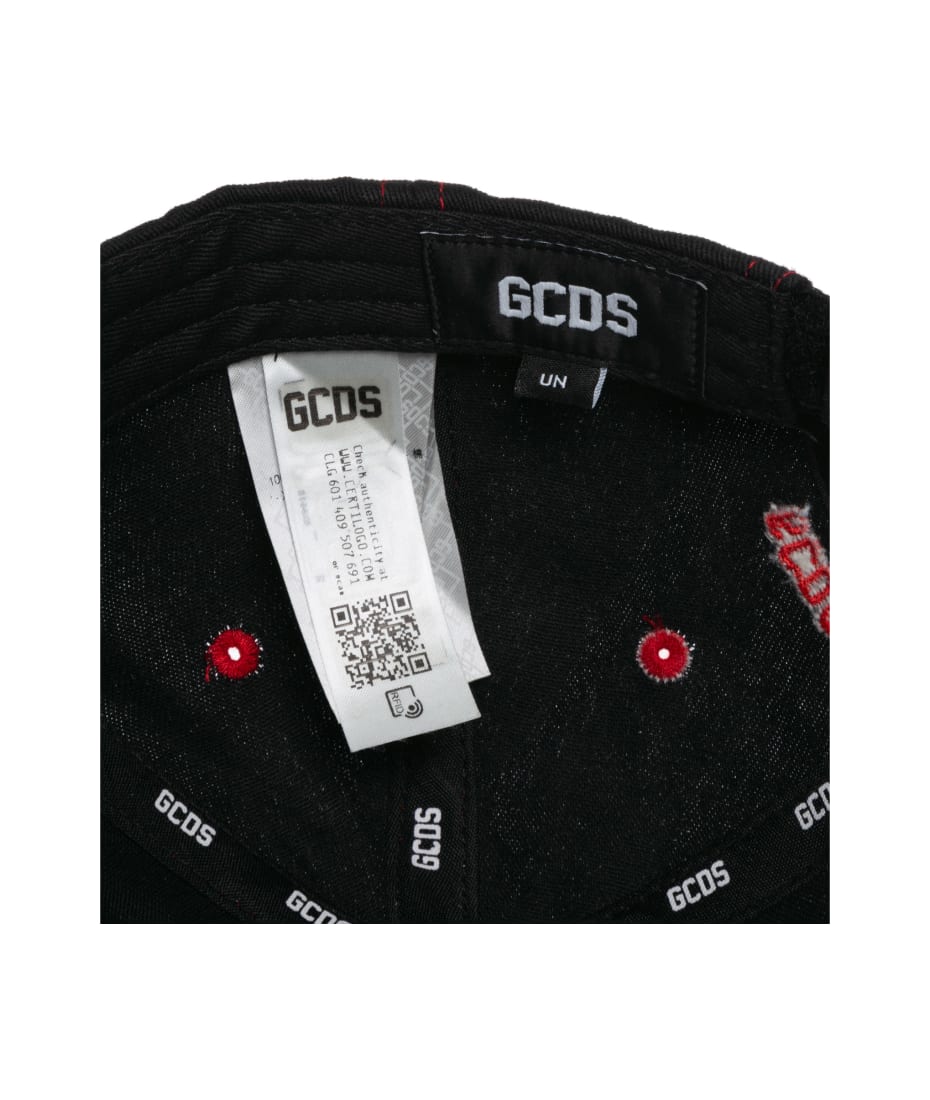 GCDS Cotton Tried Hat - Black - Red