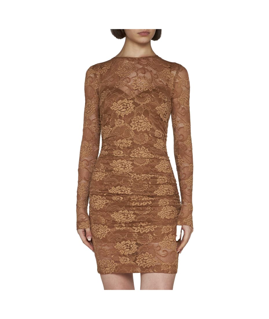 Dolce & Gabbana Lace Paneled Longsleeved Short Dress | italist, ALWAYS LIKE A SALE Dolce & Gabbana Lace Paneled Longsleeved Short Dress | italist, ALWAYS LIKE A SALE