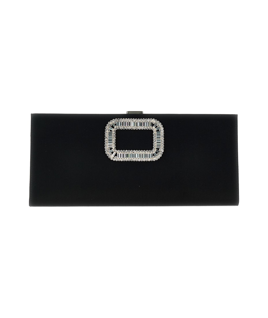 VIP【関税送料無料】希少 Roger Vivier Pilgrim Pocket Clutch Roger Vivier Pilgrim Tube Clutch in Black Satin — UFO No More