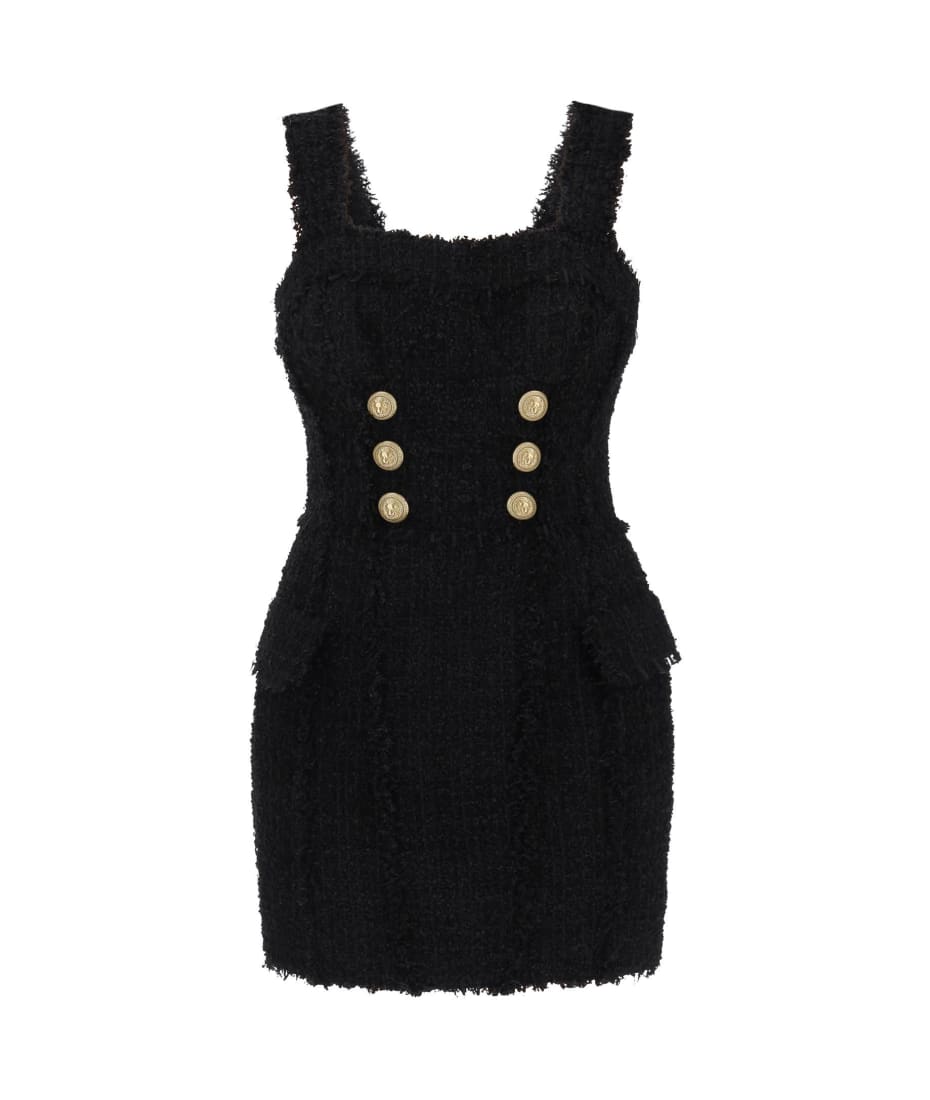 Balmain Tweed Mini Dress With Golden Buttons | italist