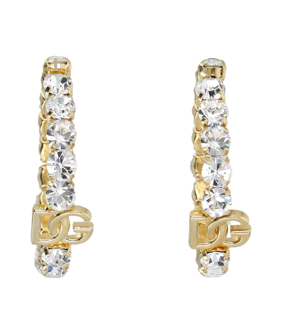 Dolce & Gabbana Hoop Earrings With Dg And Rhinestones | italist, ALWAYS  LIKE A SALE