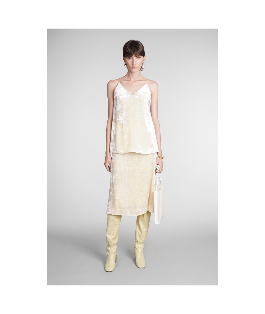 beige velvet skirt