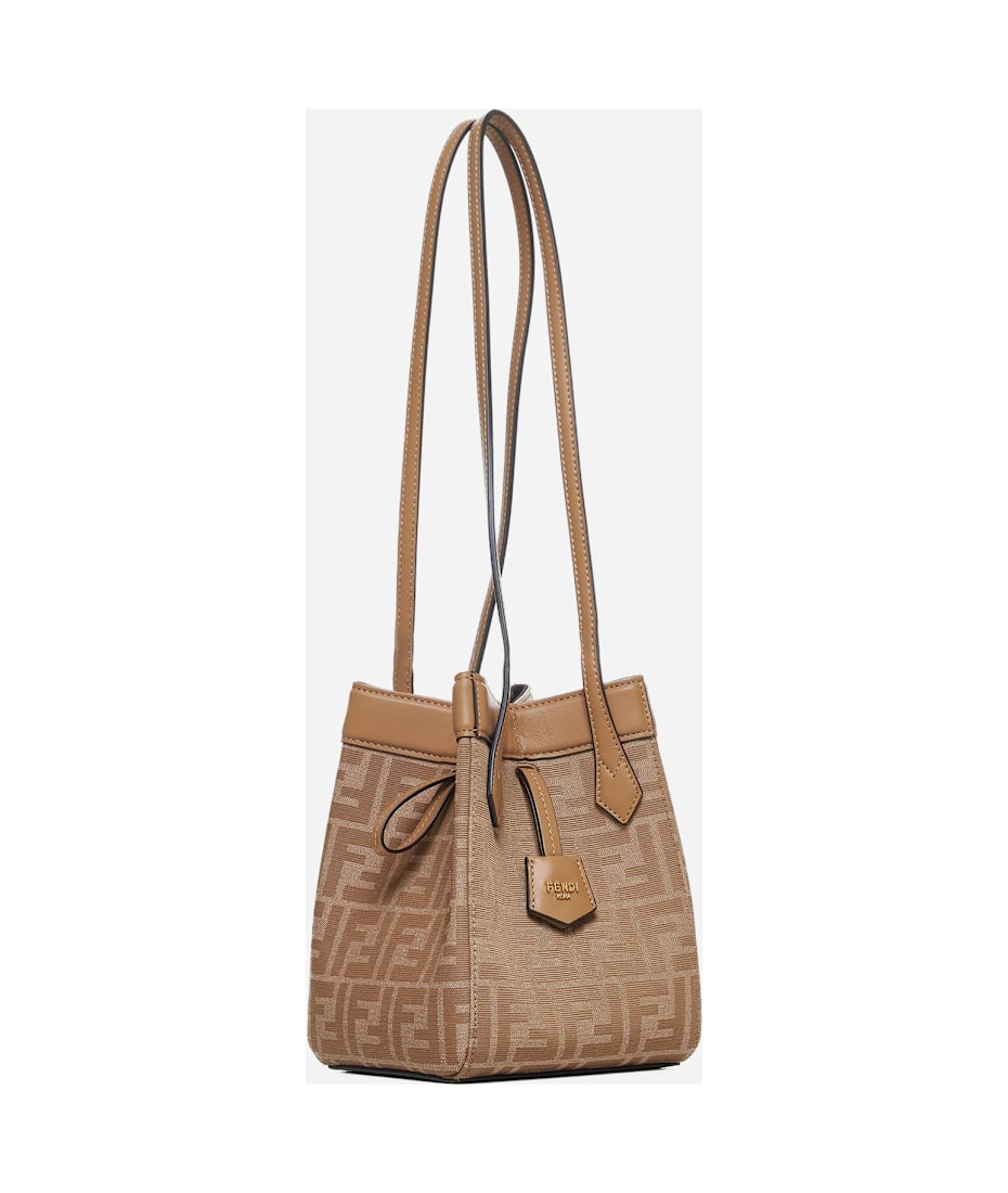 ショルダーバッグ・ポシェット FENDI Origami mini FF Jacquard fabric and leather shoulder b Origami mini FF Jacquard fabric and leather shoulder bag