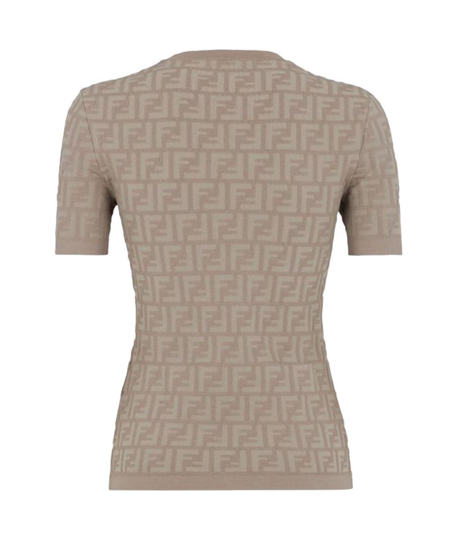 Fendi Viscose T-shirt With All-over Embossed Ff Motif