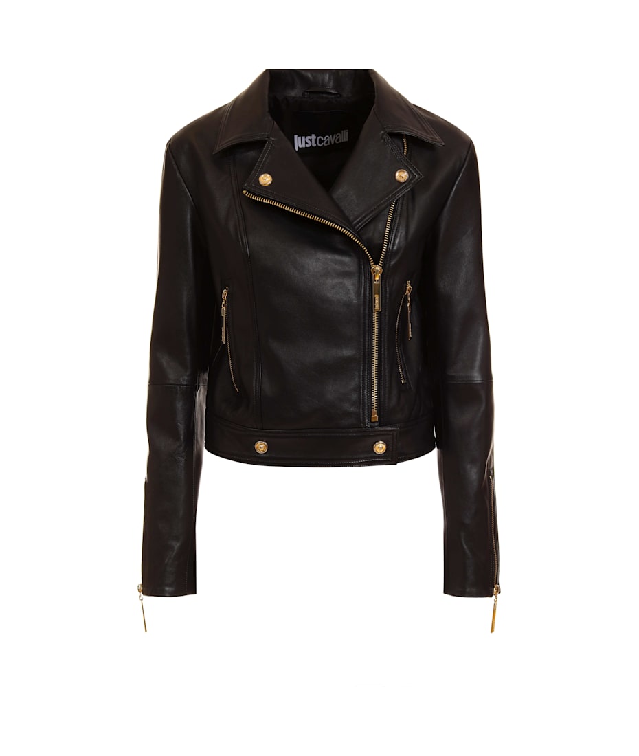 Just Cavalli Black Leather Jacket | italist