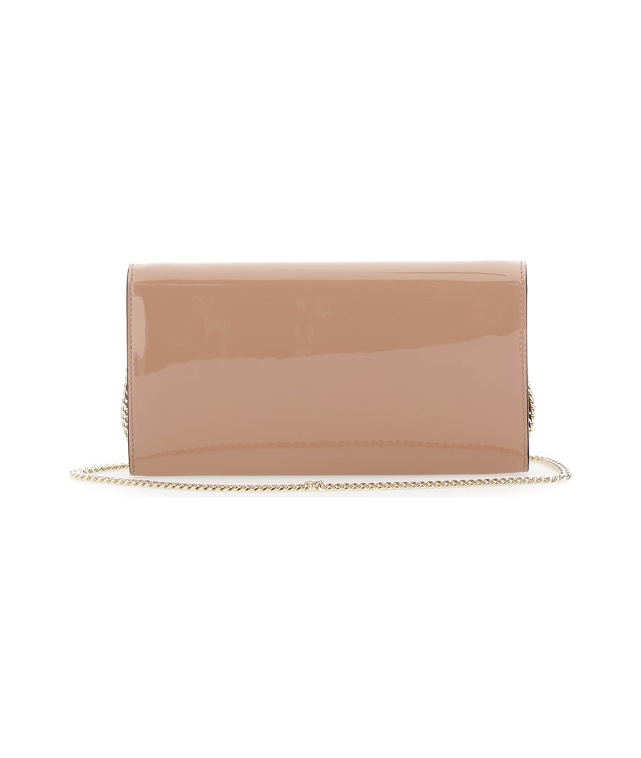 Jimmy Choo 'emmie' Pink Clutch With Chain-link Shoulder