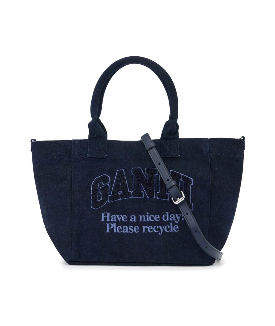 ★送料・関税込【GANNI】Small Easy Shopper Denim Tote Bag Large Easy Tote Bag - Ganni - Cotton - Denim