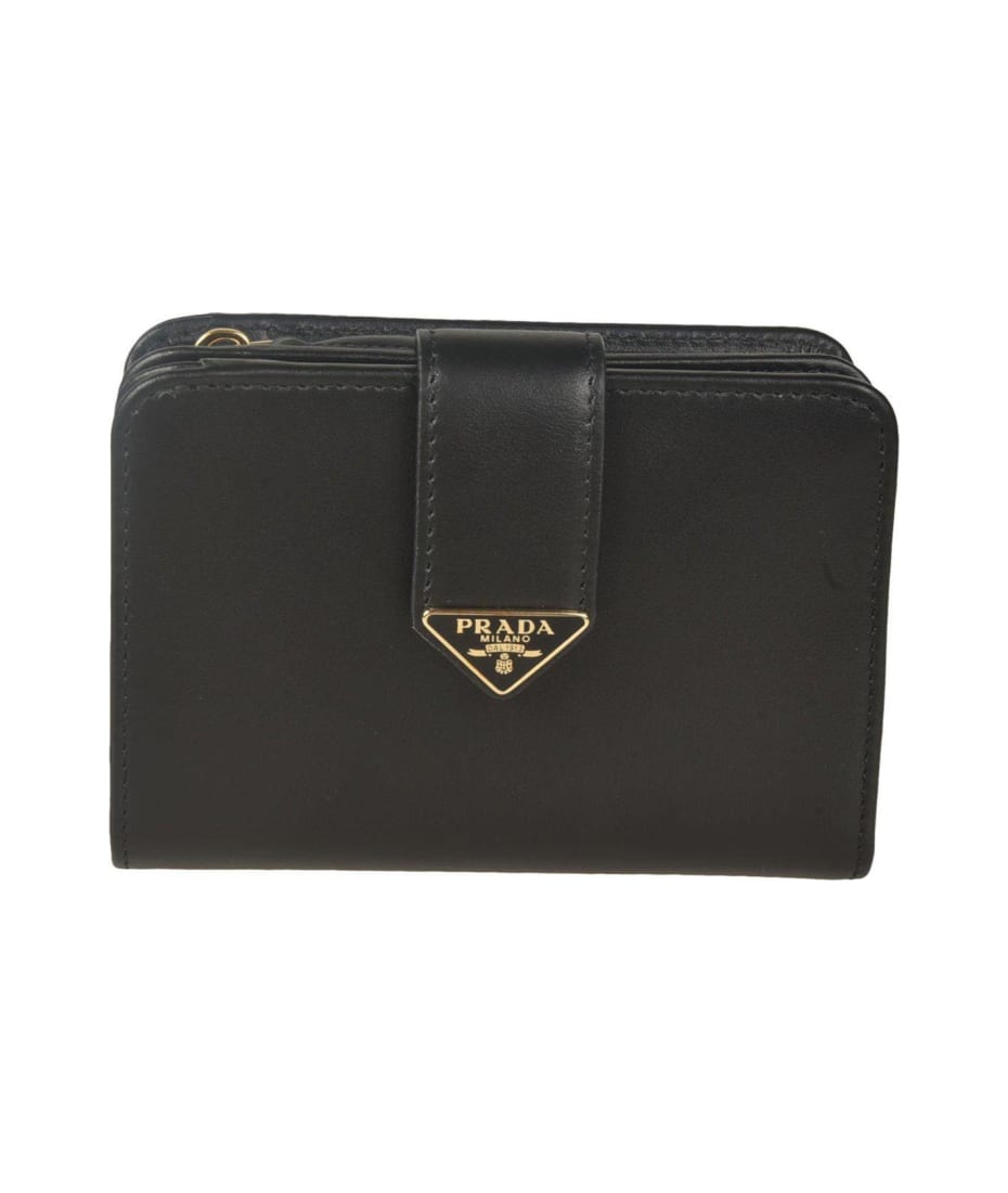 Prada Triangle Plaque Pouch Wallet - Man Wallets & Cardholders Black One Size