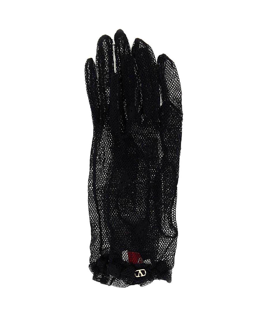 【関税&送料込】Valentino Garavani Black Mesh Vlogo Gloves Valentino Garavani Black Mesh Gloves | italist