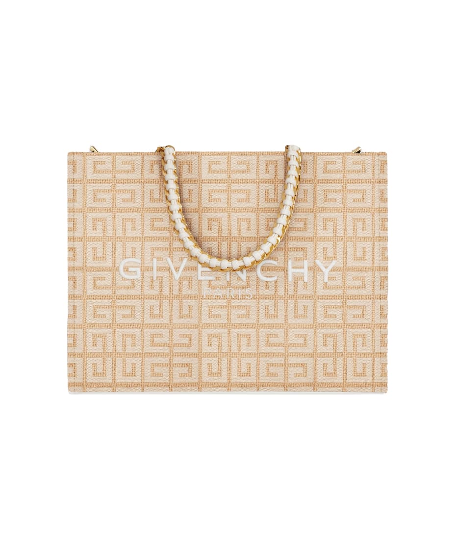 FENDI: By The Way Mini bag in raffia with all-over embroidered FF monogram  - Beige