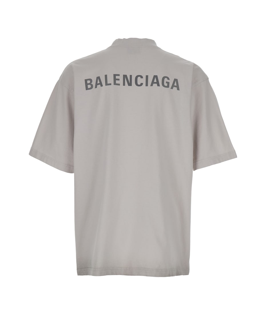 Tシャツ・カットソー Balenciaga Grigio Misto Cotone Jersey T-Shirt Balenciaga Grey Crewneck T-shirt With Logo Lettering Detail