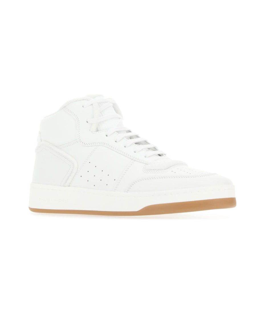 スニーカー SAINT LAURENT White Leather Sl/80 Sneakers SAINT LAURENT SL 80 WOMEN SL/80 HIGH TOP LOGO YSL LEATHER
