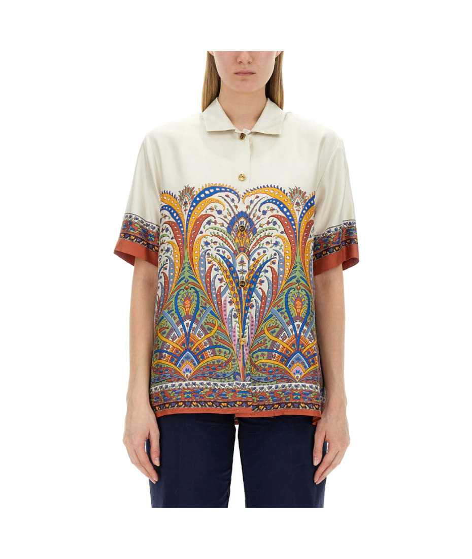 Tシャツ・カットソー ETRO SS24 PRINTED SILK SHIRT (WRIA0009_AK024X0800) Etro Paisley Print Shirt - Green - Women | WRIA0019AK777X0874