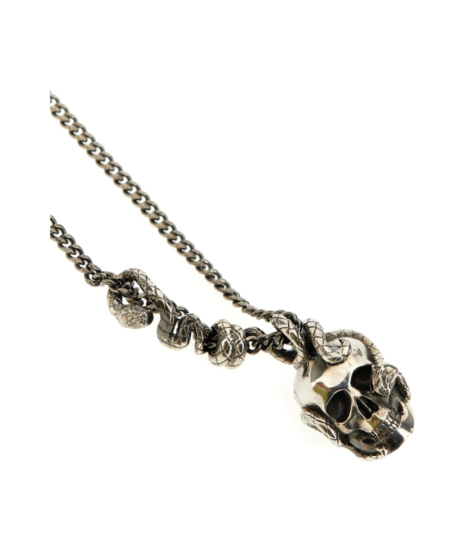 Alexander McQueen Skull And Snake Necklace - Silver