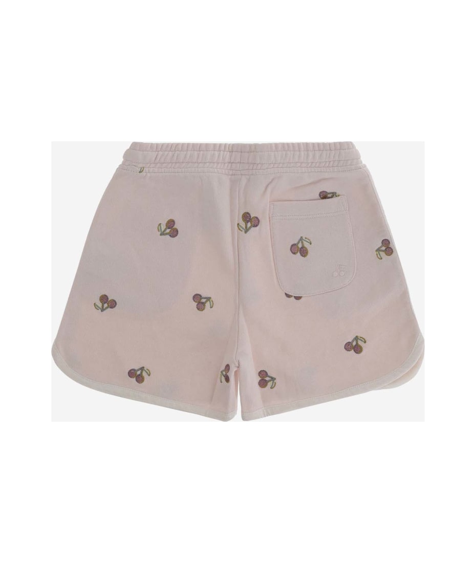 Bonpoint Cotton Shorts With Cherries Pattern - Pink