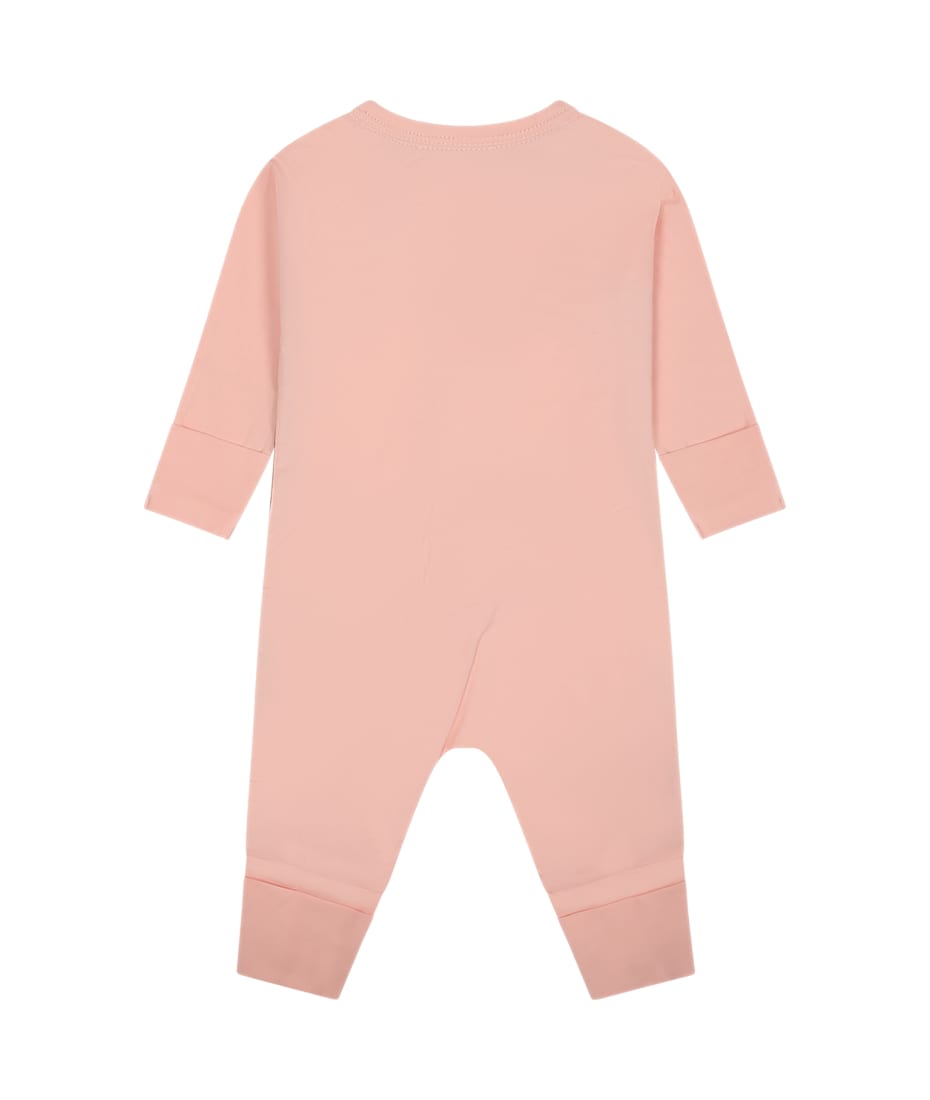 Burberry Pink Set For Baby Girl With Logo - Pale Peach