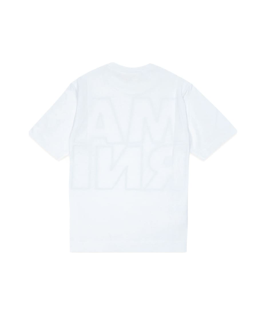 Marni Mt153u T-shirt Marni White T-shirt In Jersey With Displaced Marni Logo - White