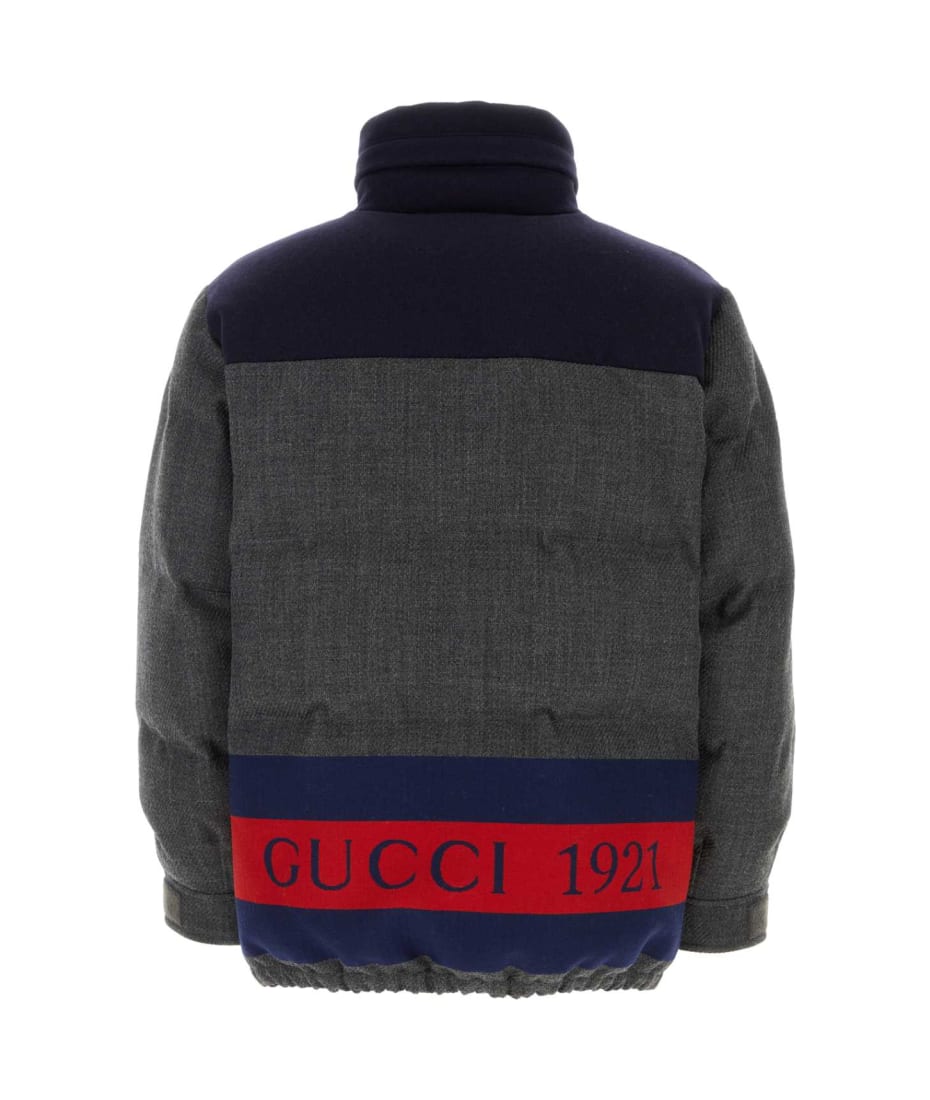 GUCCI Grey ウール 混 ダウンジャケット Gucci Dark Grey Wool Blend Down Jacket | italist