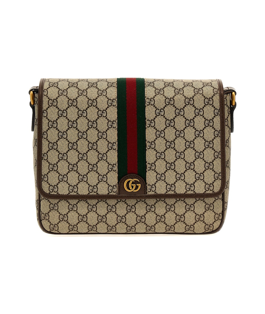 ［GUCCI］グッチ OPHIDIA MEDIUM SHOULDER BAG Ophidia large shoulder bag in beige and brown GG fabric