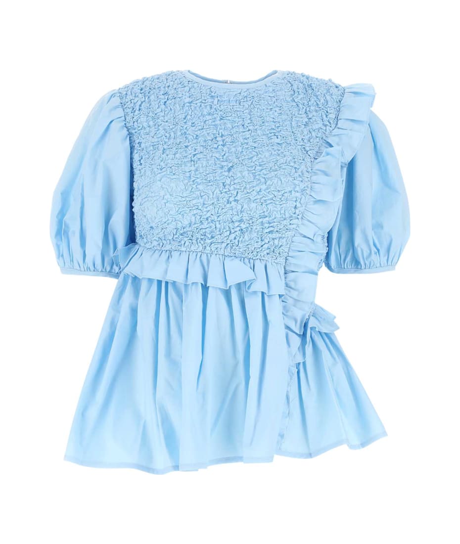 Cecilie Bahnsen Light Blue Stretch Cotton Blend Top