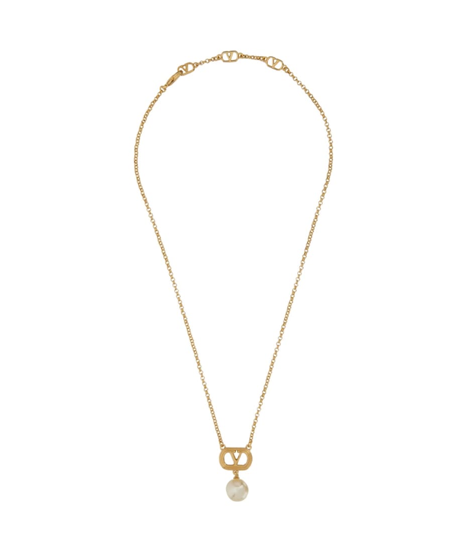 【関税&送料込】Valentino Garavani Pearls Ovalette Necklace Valentino Garavani Ovalette Metal Necklace With Enamel