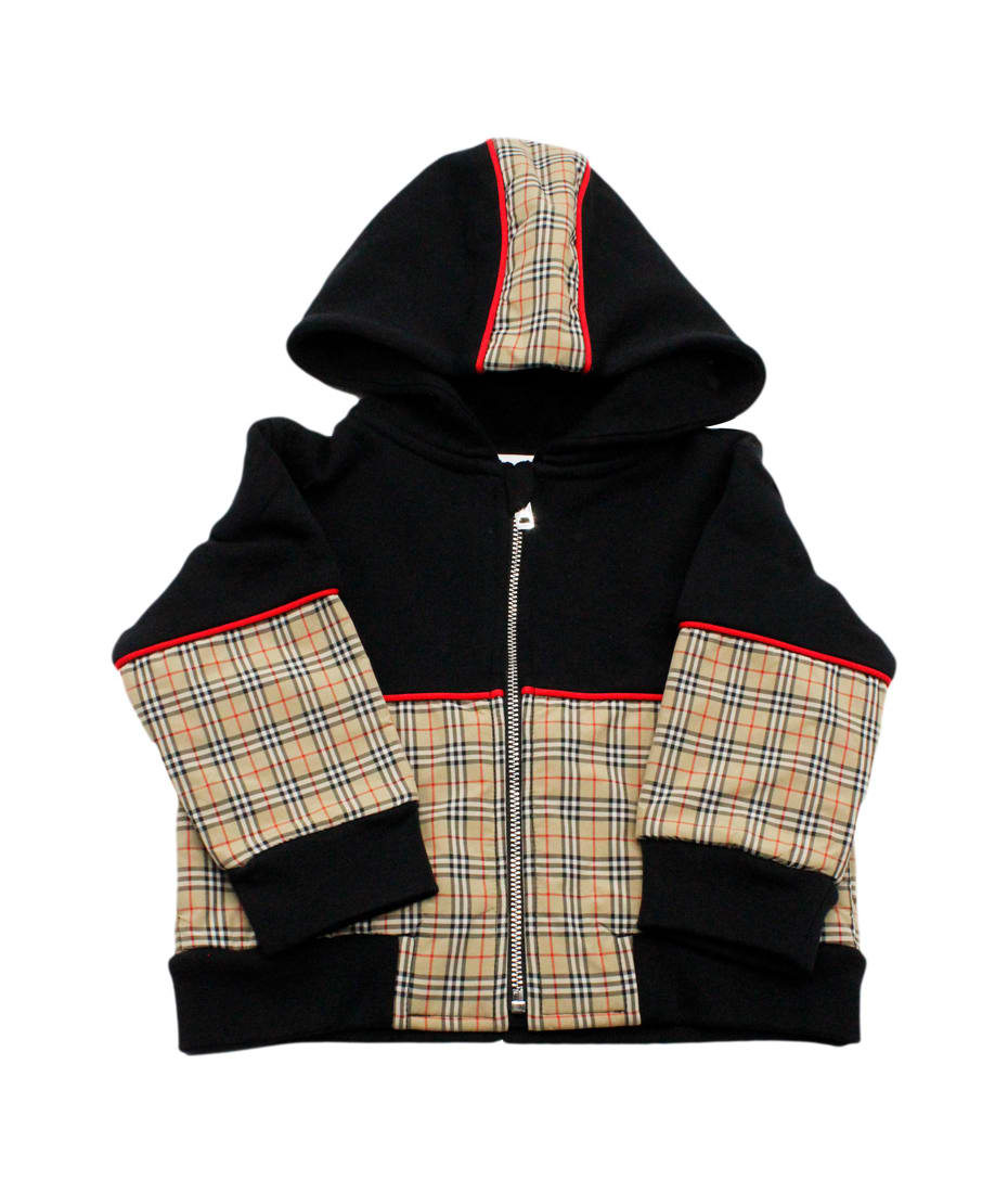 Burberry Sweatshirt With Zip And Hood In Terry-effect Cotton With Pattern  And Check Inserts | italist, ALWAYS LIKE A SALE