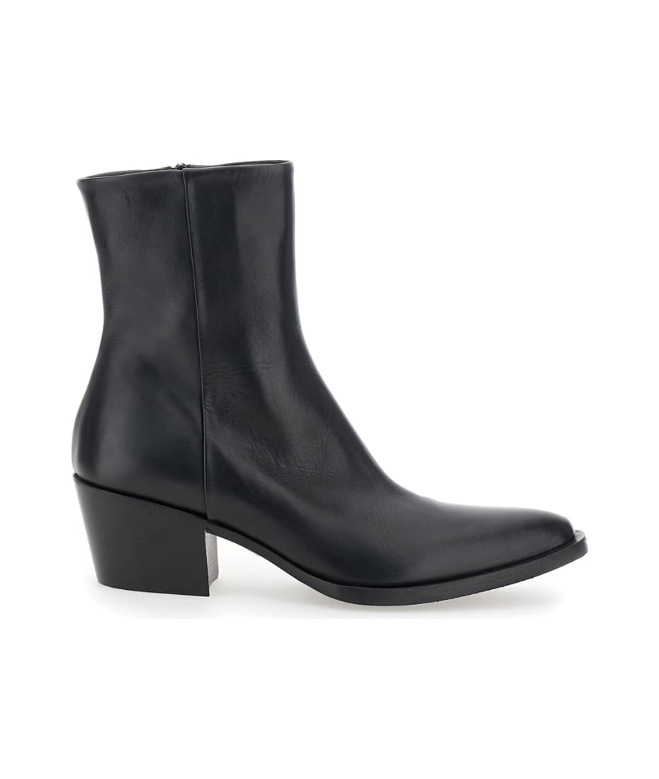 ショートブーツ・ブーティ Strategia FW24 SPECTRA HEELED ANKLE BOOT (A5801 TALCONERO) Strategia 'spectra' Black Ankle Boots In Leather Woman