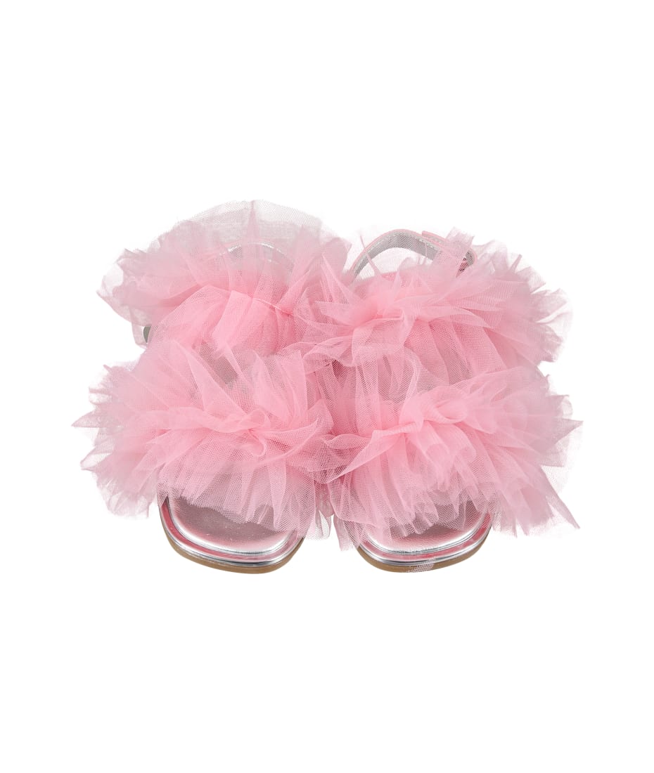 Pink Sandals For Girl With Tulle