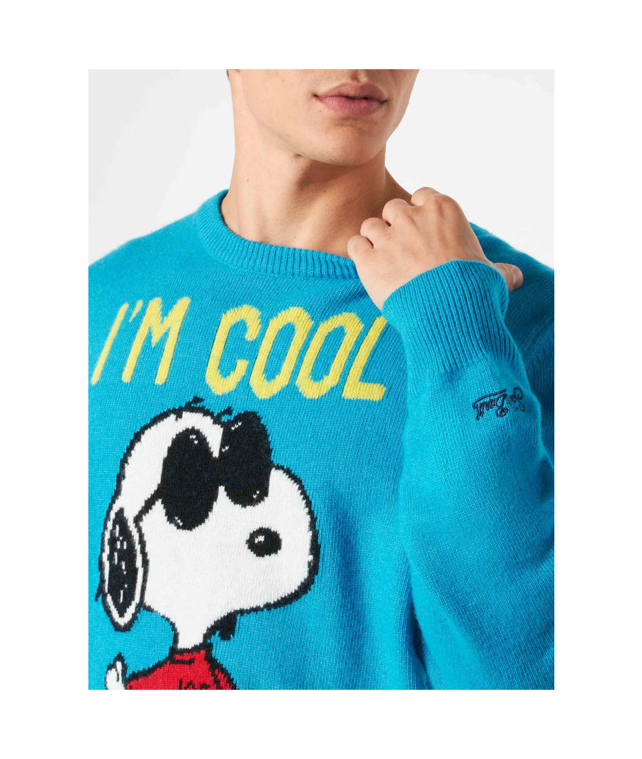 MC2 Saint Barth Crewneck Sweater Heron With Snoopy I'm Cool Print