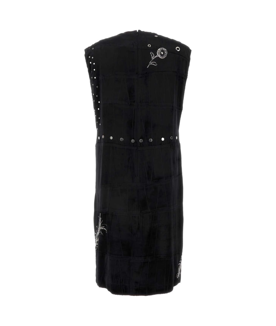 ワンピース PRADA BLACK VELVET MINI DRESS WITH BOWS Prada Prada Black Velvet Mini Dress With Bows Women