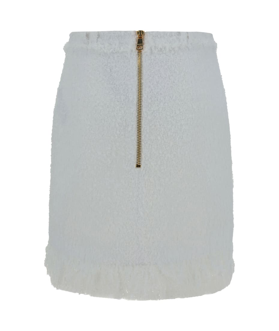 ミニスカート BALMAIN Women Skirts DF1LBA20XC670FA White Balmain ribbed-knit Mini Skirt | White | FARFETCH