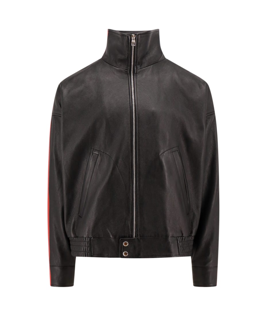 レザージャケット・コート alexander mcqueen LEATHER JACKET (799506Q5AIZ 1000) Alexander Mcqueen Leather Jacket With Belted Waist And