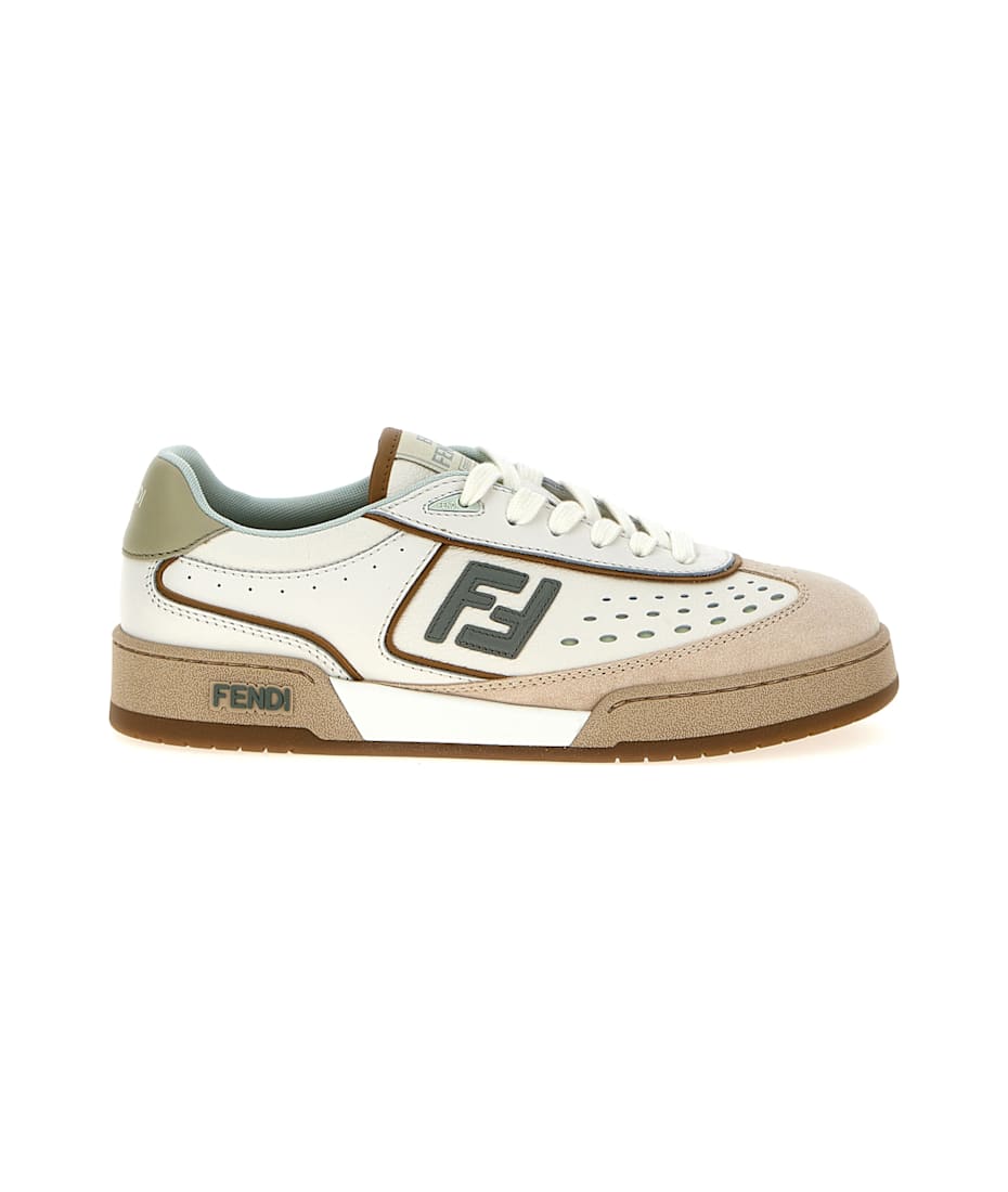 【Fendi】シューズ Match ミッドトップスニーカー 白 ベージュ Fendi Match Sneakers Leather White | Fendi