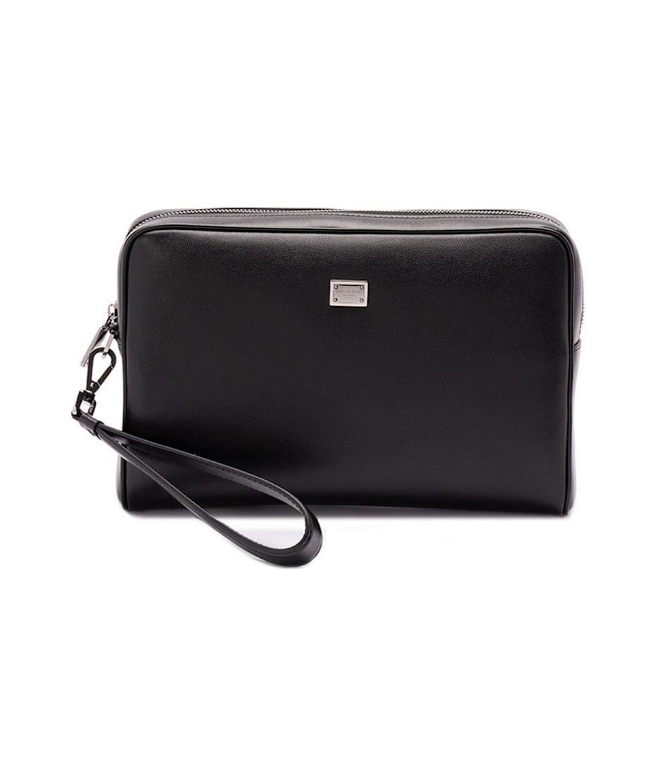 【送料&関税込】Dolce & Gabbana Leather Pouch Dolce & Gabbana Black Leather Pouch | italist