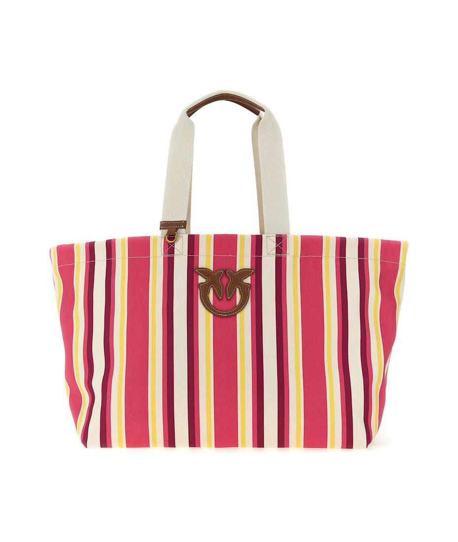 トートバッグ PINKO SS25 Maxi stripes shopping bag (104754A2G5 AE7Q) Maxi shoulder bag in striped fabric PINKO → Shop Online